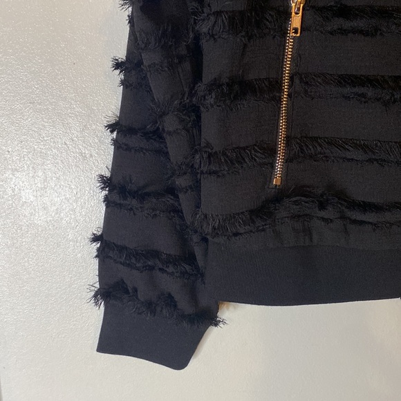 Current Air Los Angeles Black Fringe Zip Up Bomber Jacket- Women’s Sz M - Picture 14 of 15